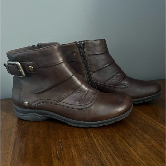 Clarks Shoes - CLARKS BROWN LEATHER ANKLE BOOTS BOOTIES (sz 6-1/2)‎